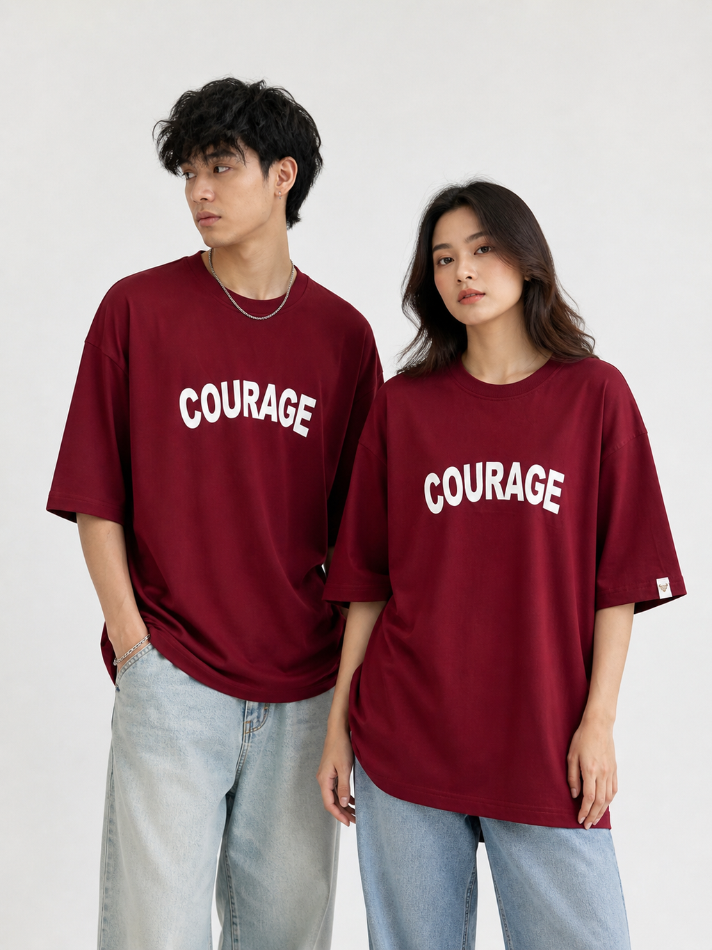 Courage – Ferocious unisex Oversized T-Shirt – Maroon