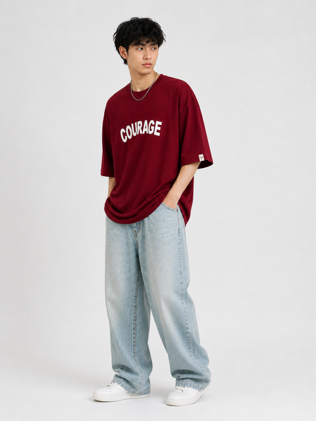 Courage – Ferocious unisex Oversized T-Shirt – Maroon