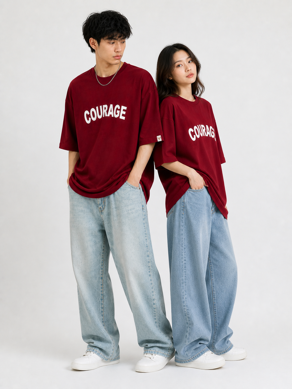 Courage – Ferocious unisex Oversized T-Shirt – Maroon