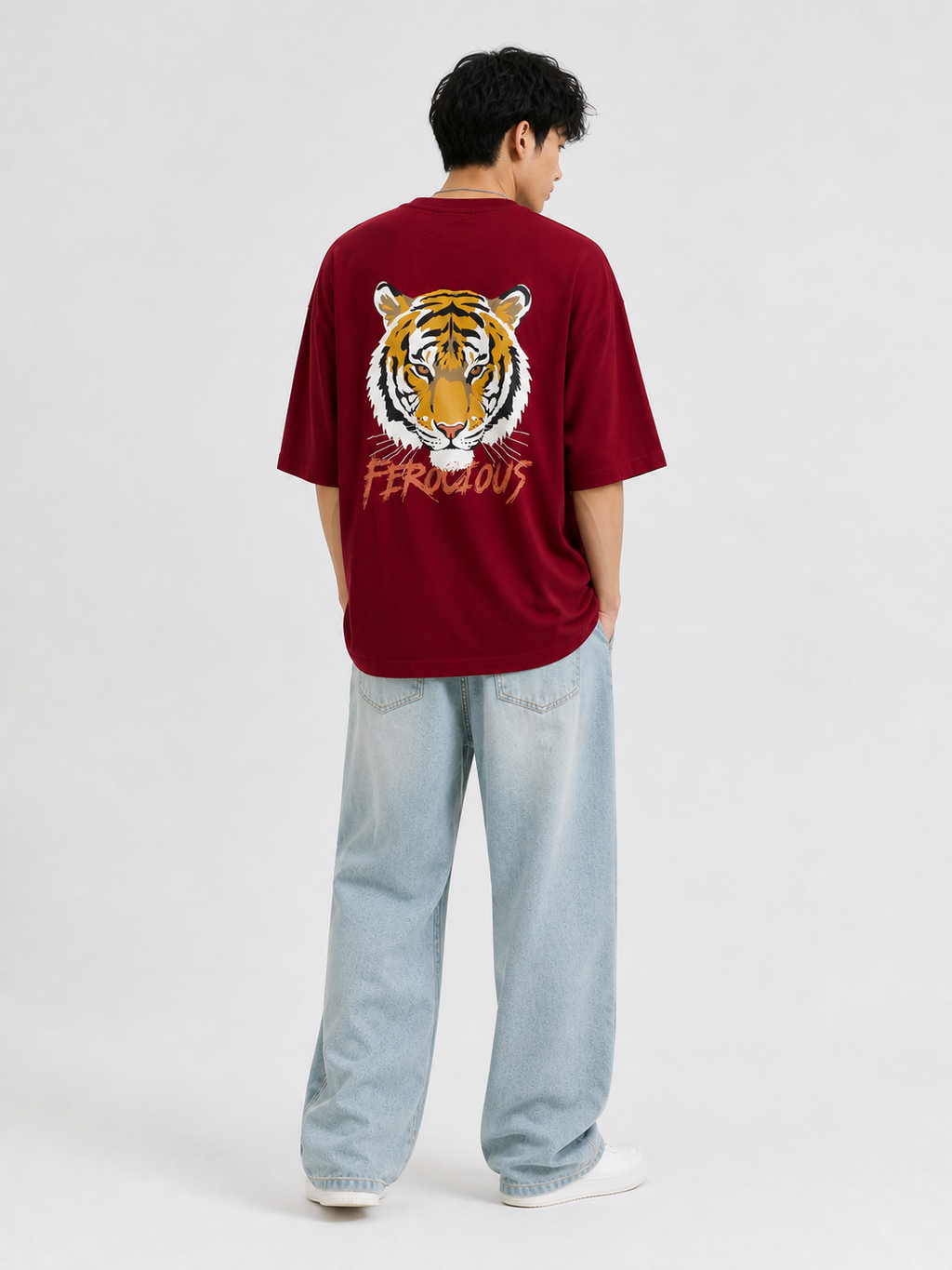 Courage – Ferocious unisex Oversized T-Shirt – Maroon