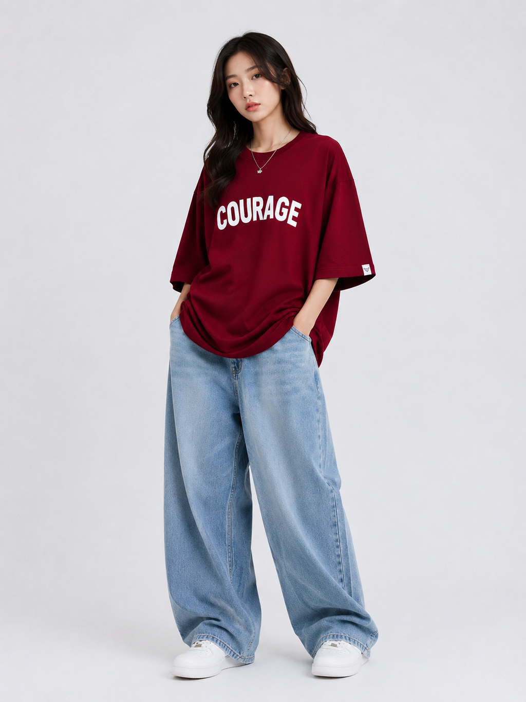 Courage – Ferocious unisex Oversized T-Shirt – Maroon