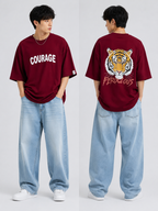 Courage – Ferocious unisex Oversized T-Shirt – Maroon