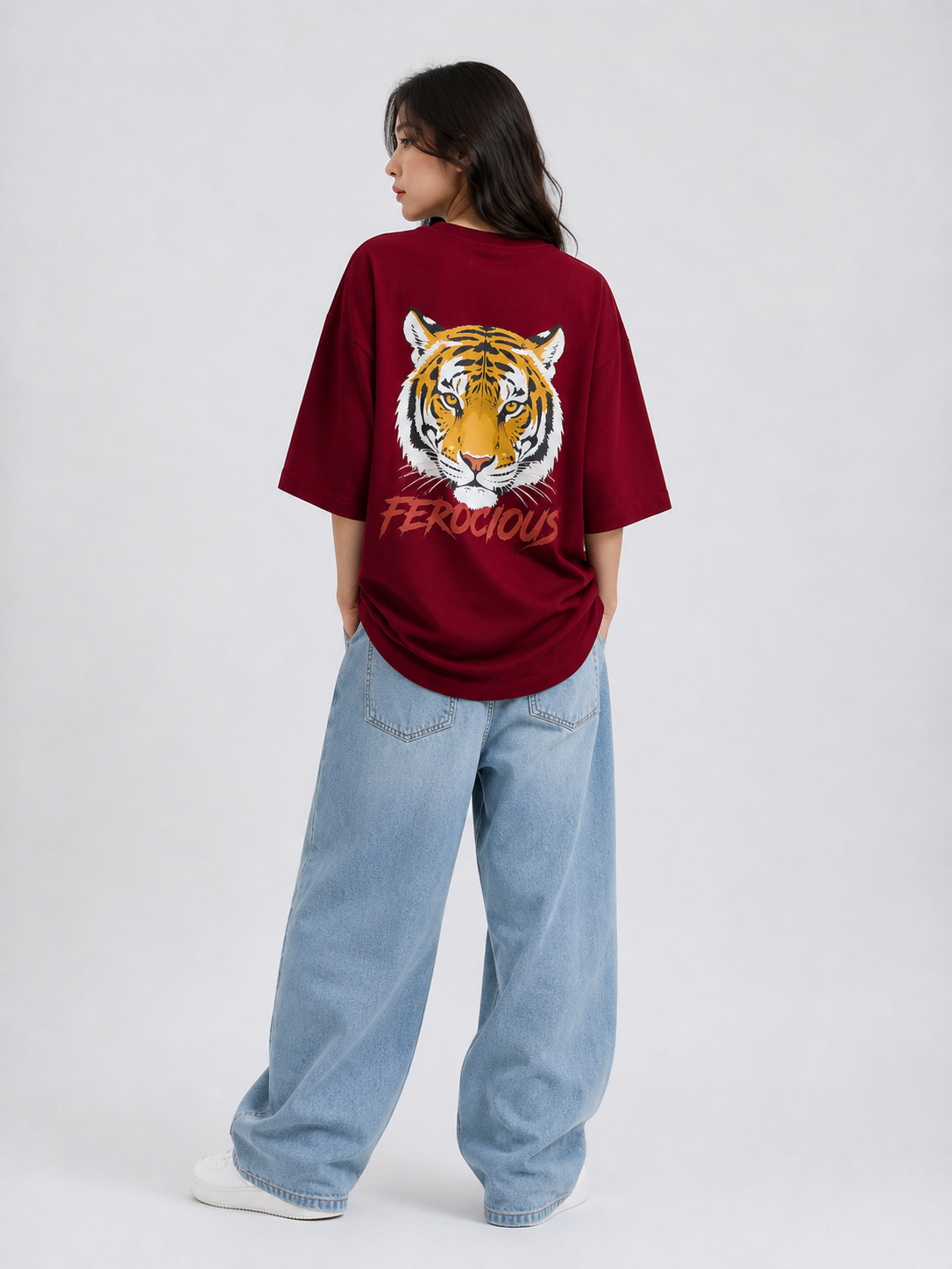 Courage – Ferocious unisex Oversized T-Shirt – Maroon