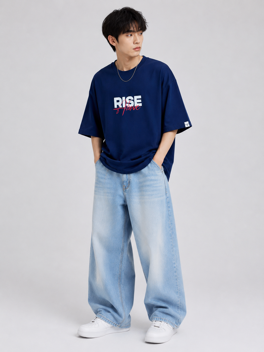 Rise Above – Freedom unisex Oversized T-Shirt – Navy Blue
