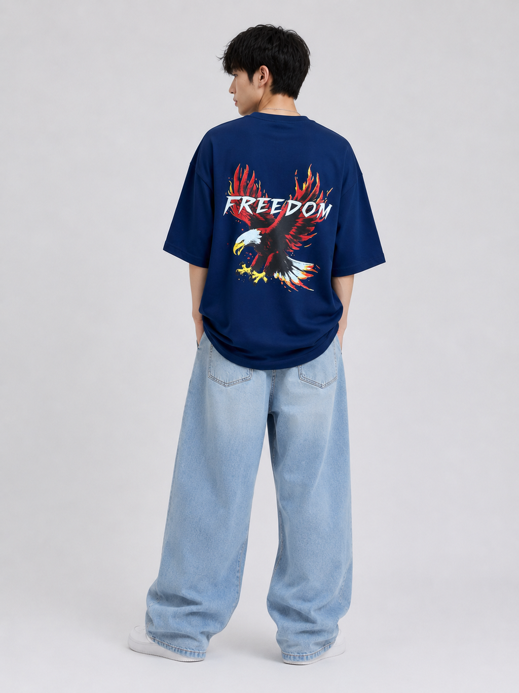 Rise Above – Freedom unisex Oversized T-Shirt – Navy Blue
