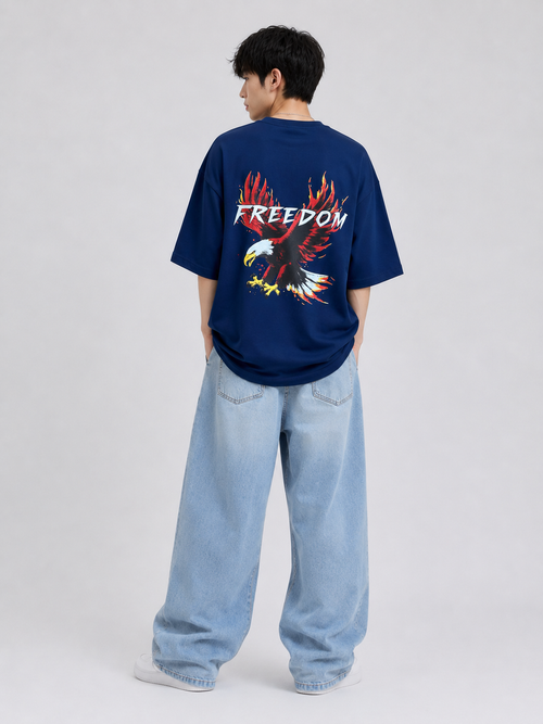 Rise Above – Freedom unisex Oversized T-Shirt – Navy Blue