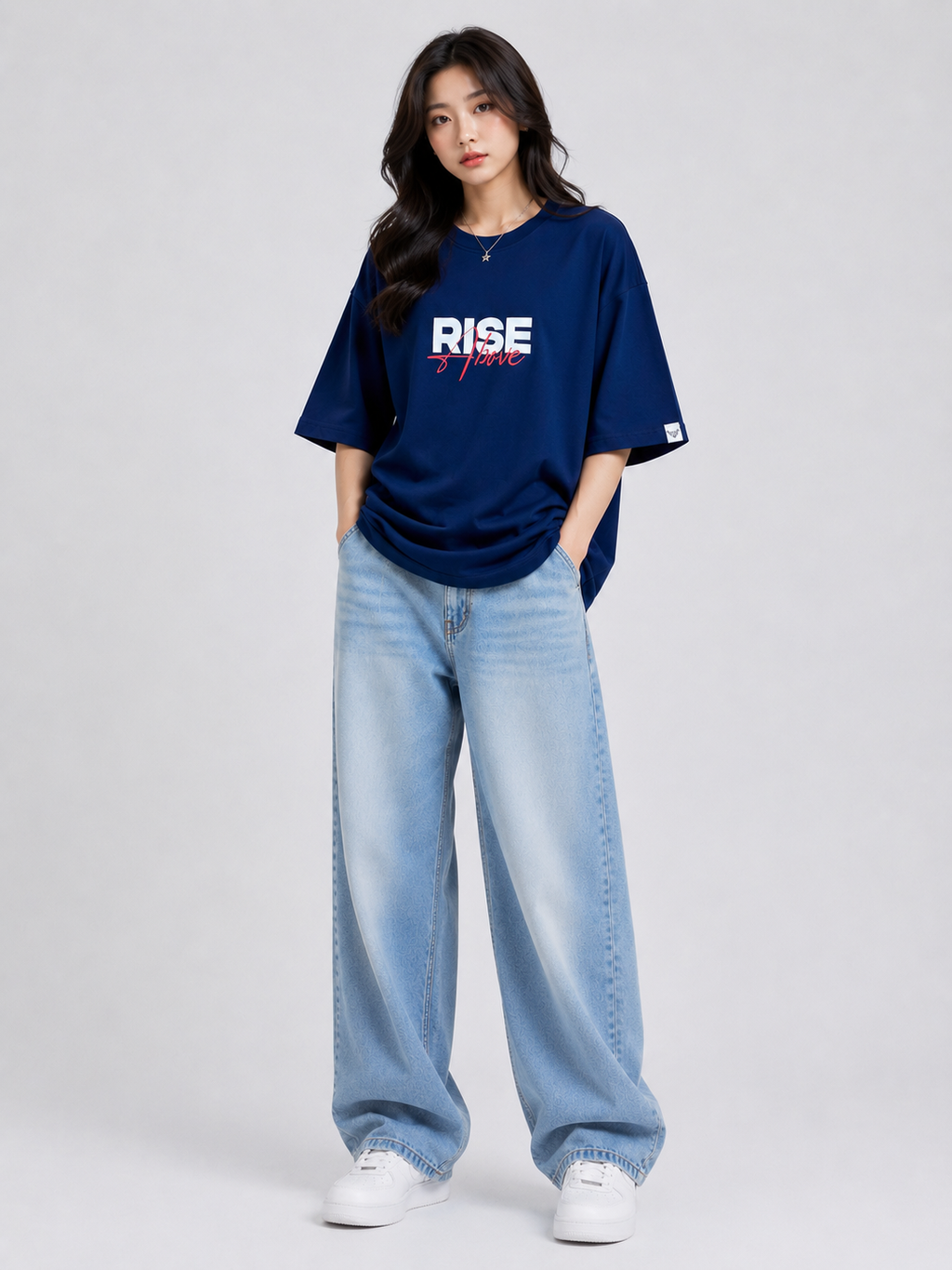 Rise Above – Freedom unisex Oversized T-Shirt – Navy Blue
