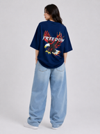 Rise Above – Freedom unisex Oversized T-Shirt – Navy Blue