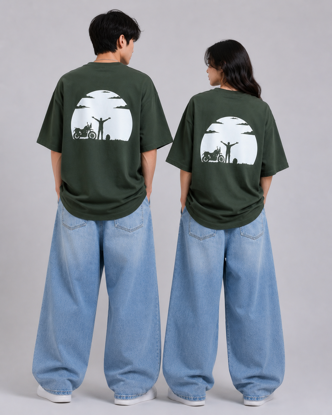 Motor Ride unisex Oversized T-Shirt – Olive Green