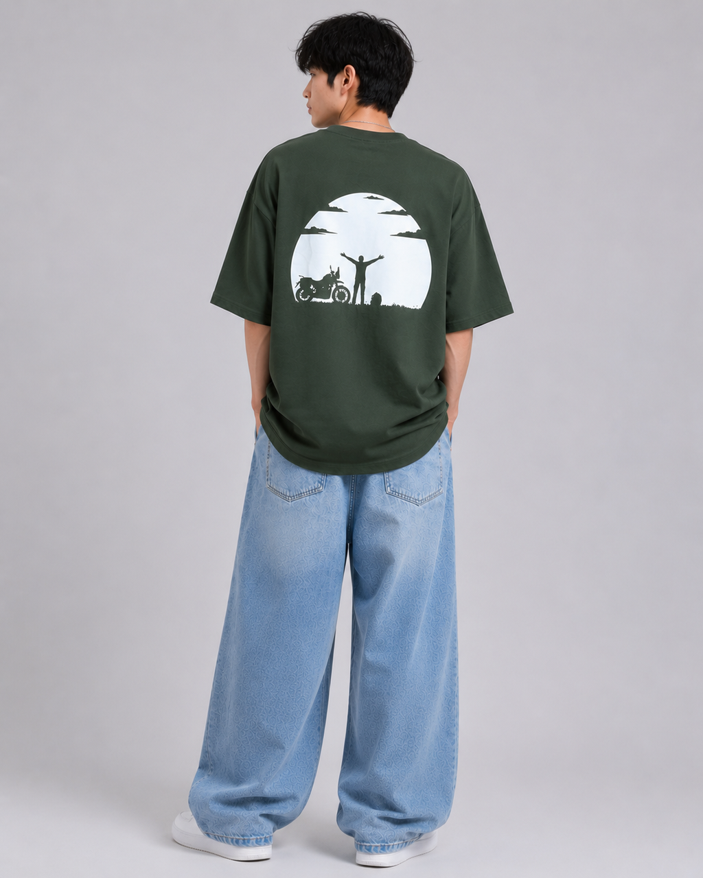 Motor Ride unisex Oversized T-Shirt – Olive Green